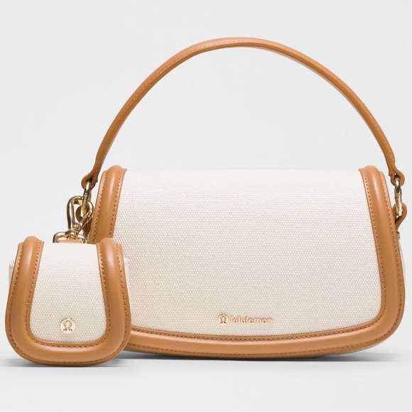lululemon athletica Handbags - NWT Lululemon Canvas Mini Bag Natural/Chestnut Brown